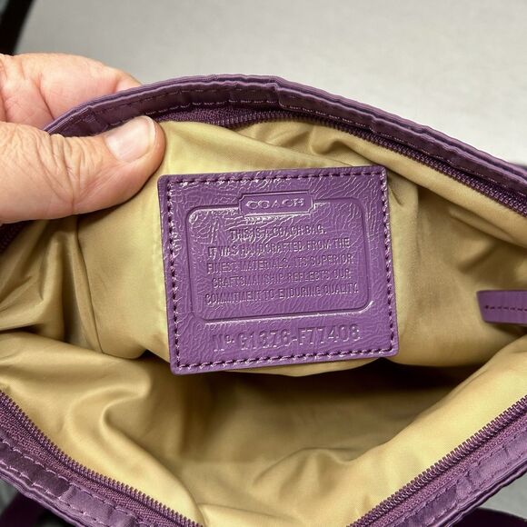 Coach Signature Getaway Nylon File Bag Y2K Crossbody Violet/Purple - Picture 5 of 5